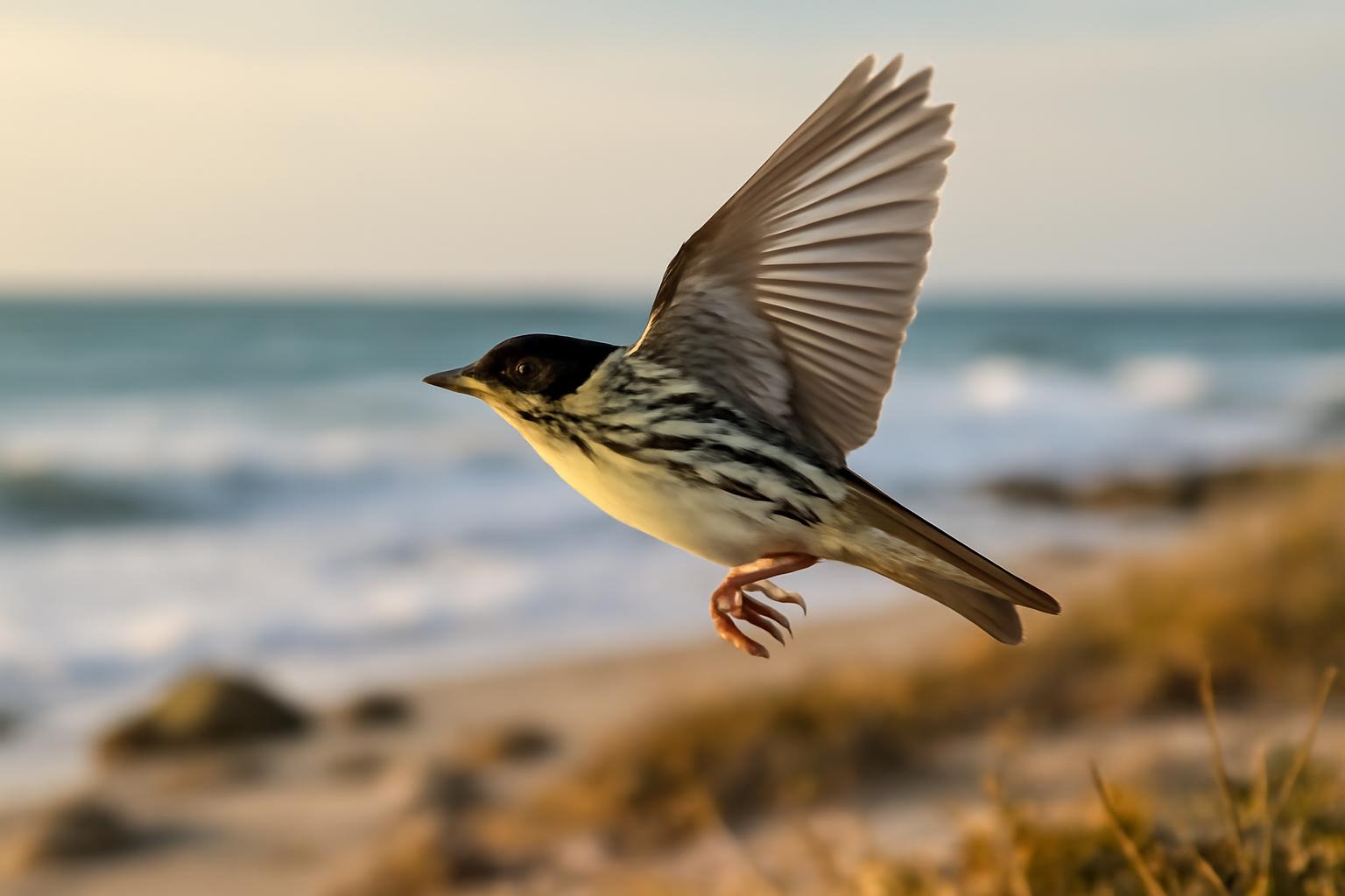 warbler in natural habitat - AI generated illustration for article about Bird Migration Flyways: How Understanding Flight Patterns Transforms Birding