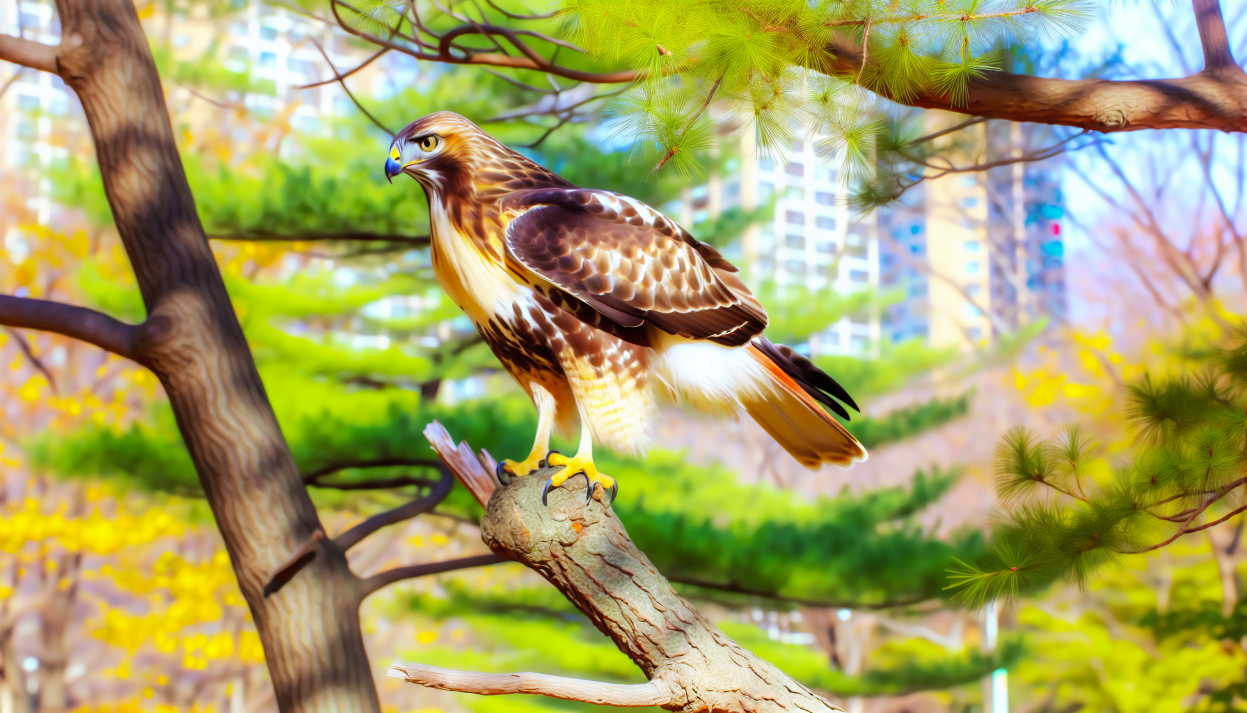 hawk in natural habitat - AI generated illustration for article about Urban Raptor Rehabilitation Centers: How Cities Support Bird Recovery