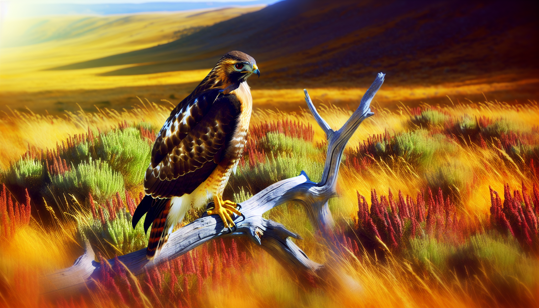 hawk in natural habitat - AI generated illustration for article about Texas Grassland Birds Field Guide: Identification & Conservation