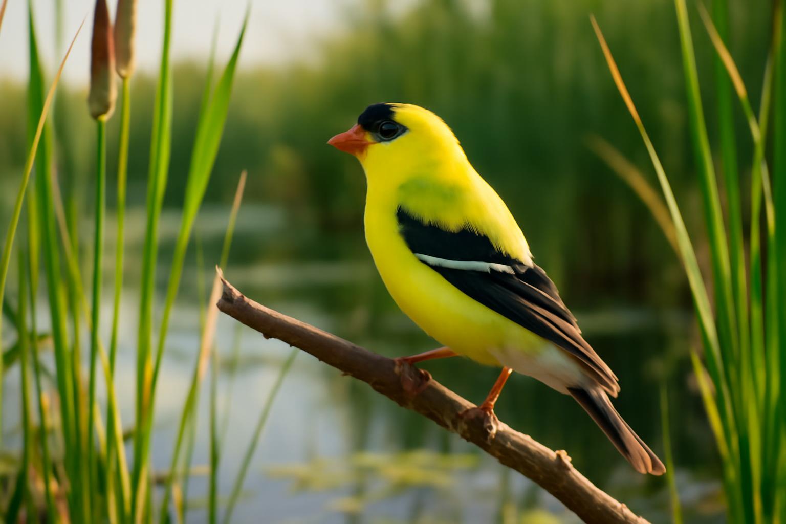 Bird in natural habitat - AI generated illustration for article about Detroit River Refuge: Reading Birds in a Reclaimed Landscape