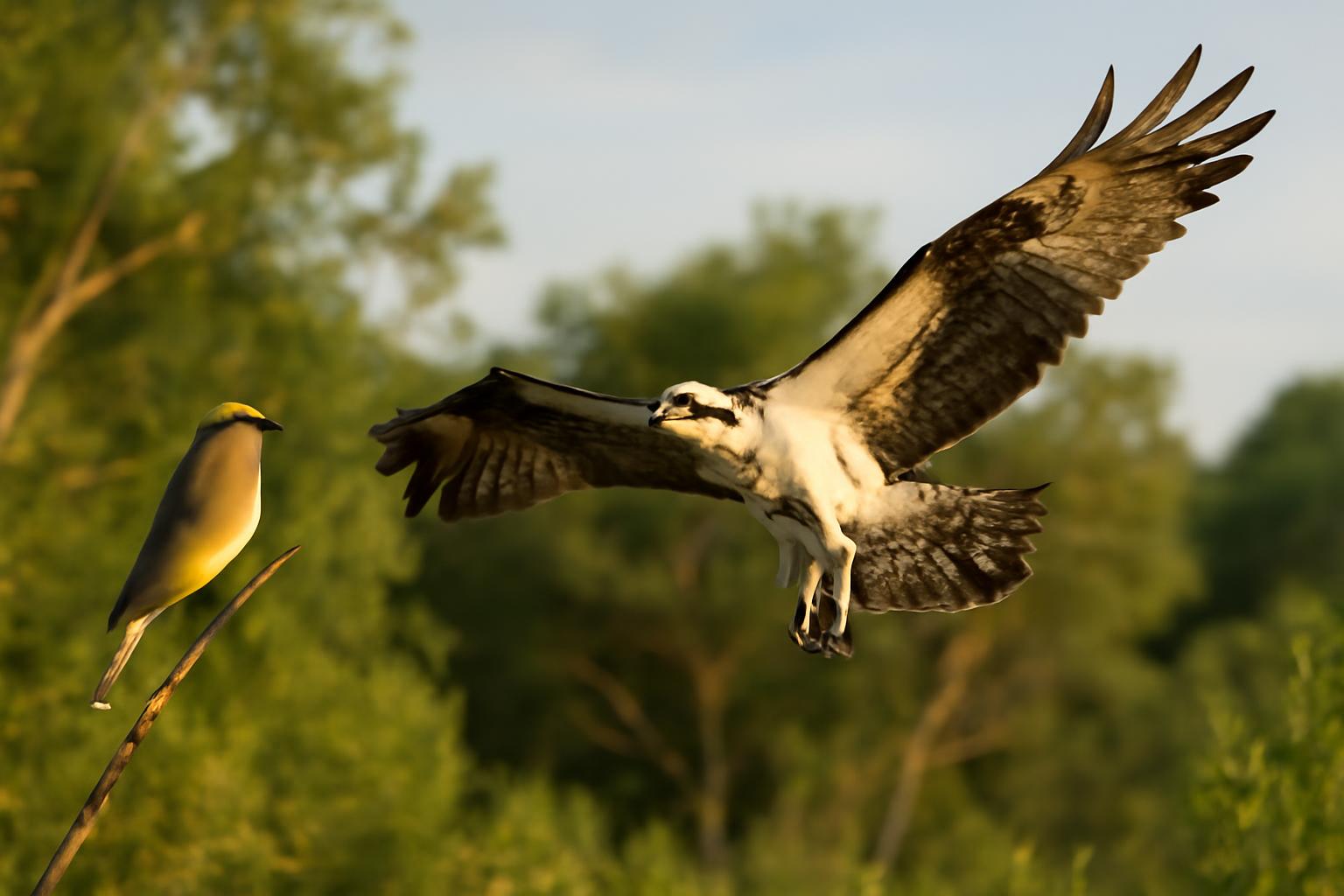 raptor in natural habitat - AI generated illustration for article about Cedar Waxwing vs Osprey: Complete Field Identification Guide
