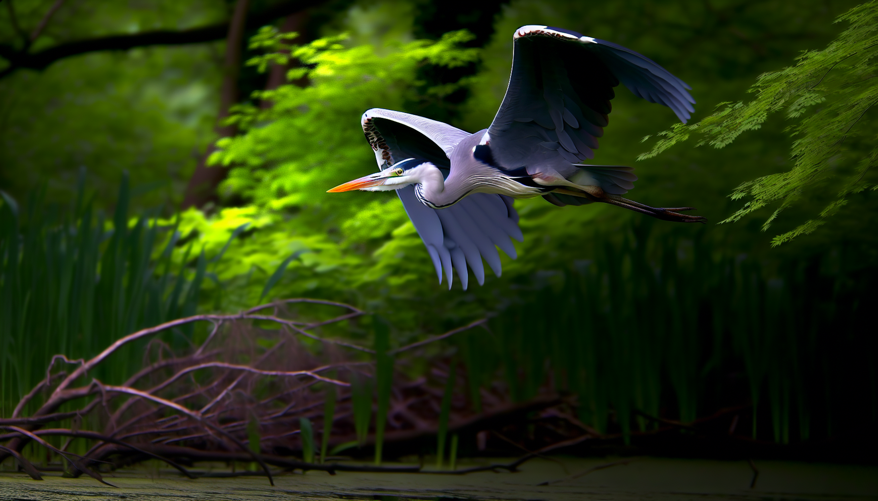 heron in natural habitat - AI generated illustration for article about How Birds Inspire Art: Behavioral Triggers in Creative Expression