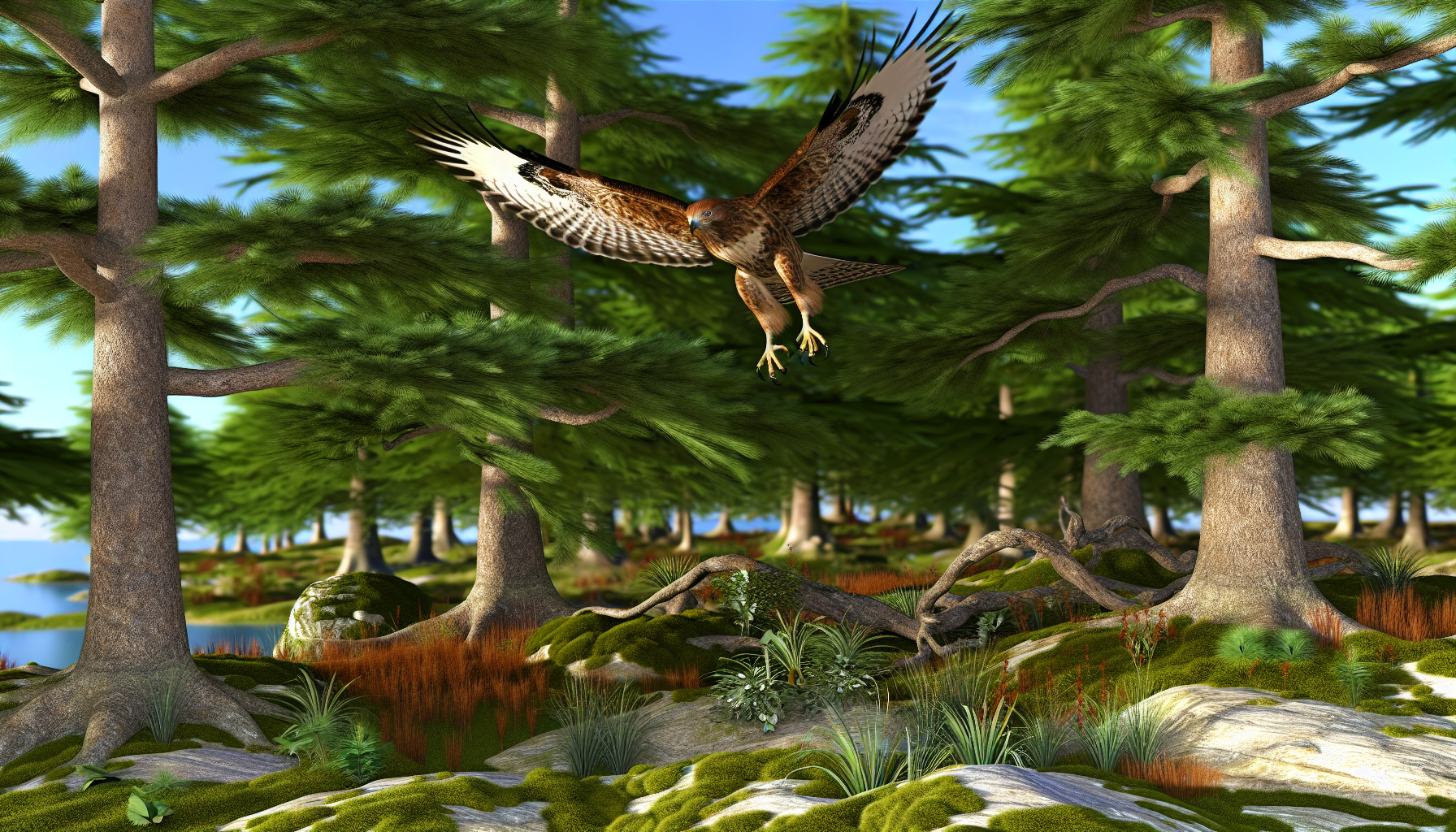 hawk in natural habitat - AI generated illustration for article about Bird Vocal Mimicry: How North American Species Learn and Copy Sounds