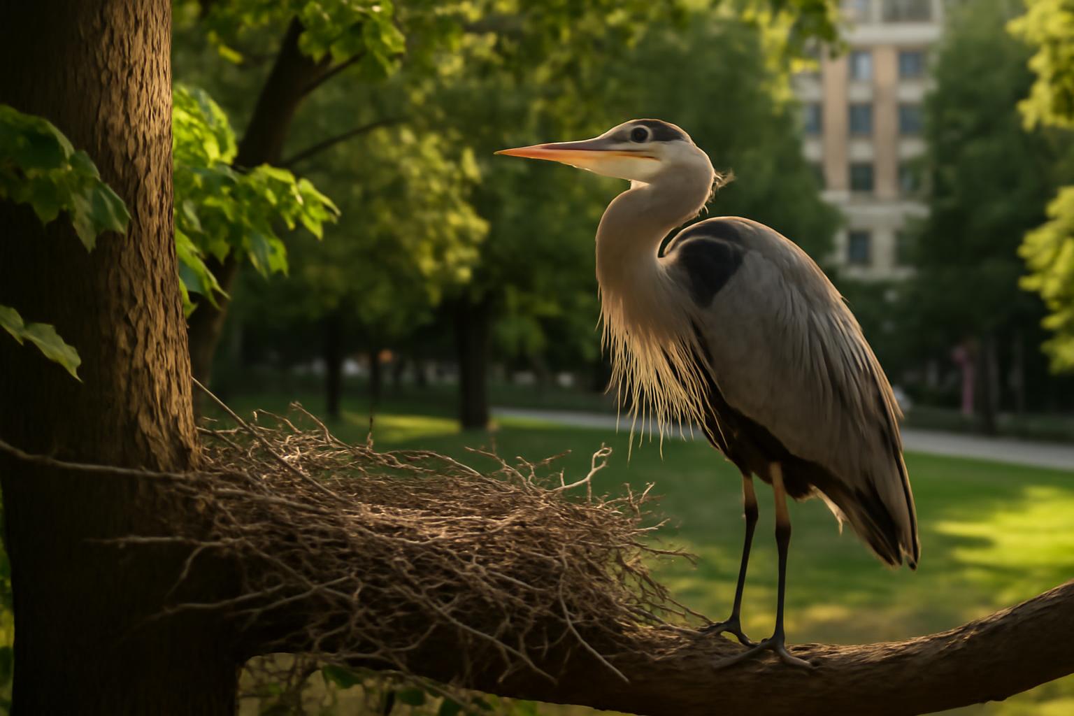 heron in natural habitat - AI generated illustration for article about Birds as Living Sculpture: Behavior You Can Actually Watch