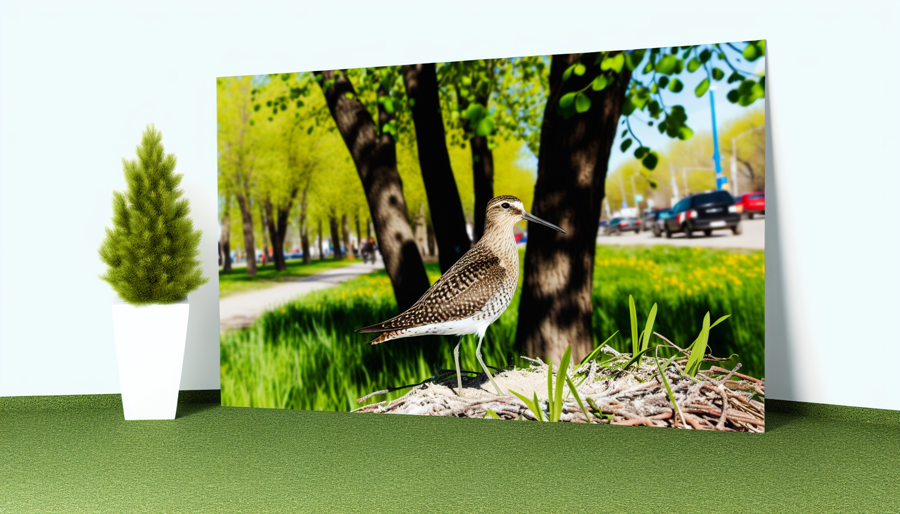 shorebird in natural habitat - AI generated illustration for article about Urban Rooftop Nesting: How Florida Shorebirds Adapt to Habitat Loss