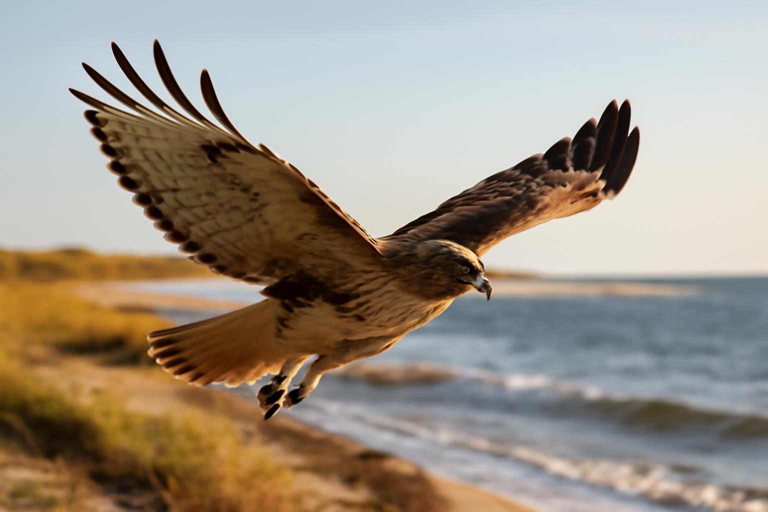 hawk in natural habitat - AI generated illustration for article about How Coastal Birds Adapt to Rising Sea Levels: Behavioral Changes
