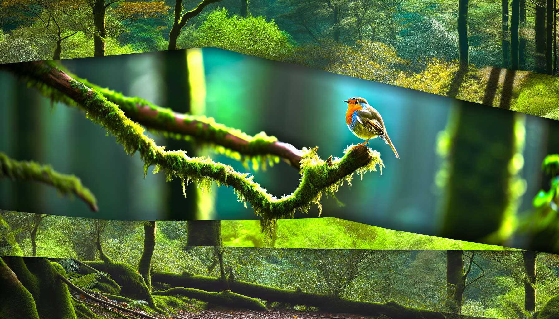 robin in natural habitat - AI generated illustration for article about Bird Song Analysis: Using Rhythm, Pitch & Tone for Field ID