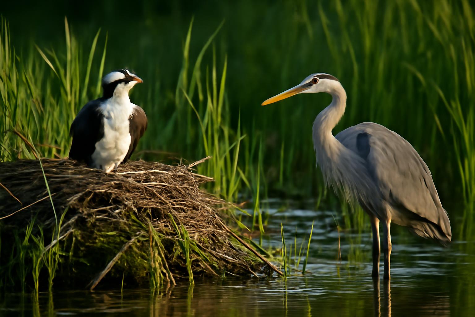 heron in natural habitat - AI generated illustration for article about What Osprey and Heron Behavior Reveals About Resilience