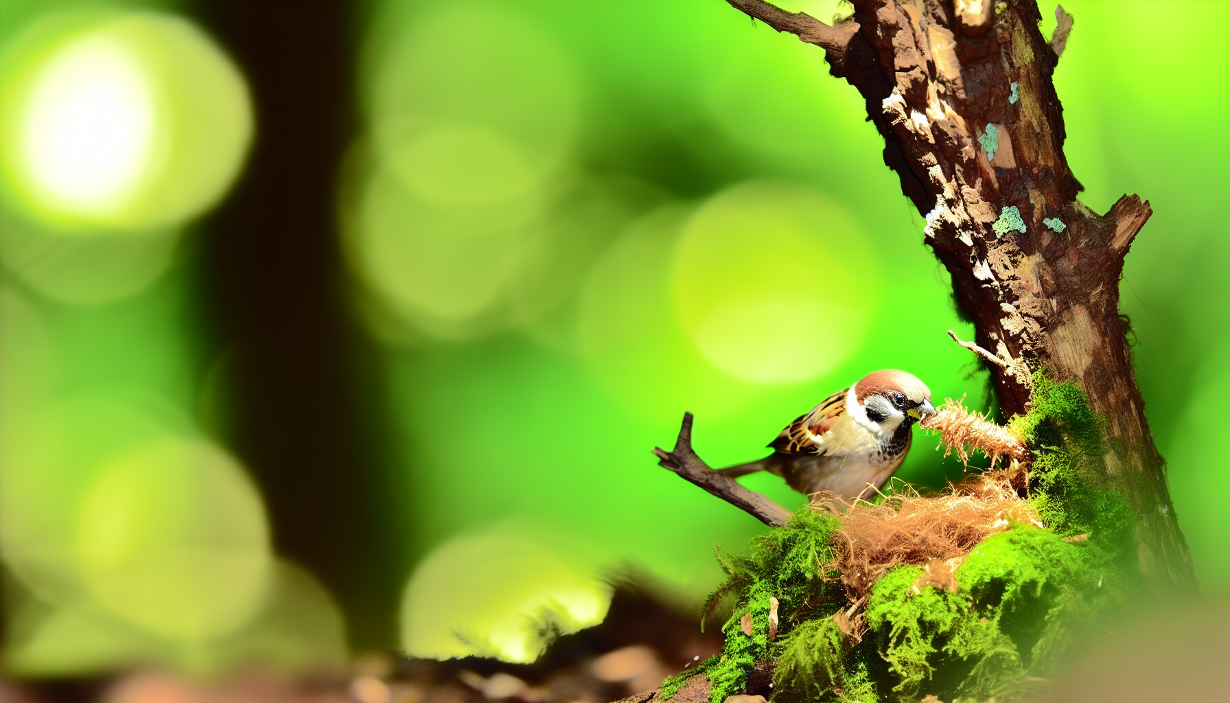 sparrow in natural habitat - AI generated illustration for article about Teaching Kids Bird Behavior: Classroom Observation Activities