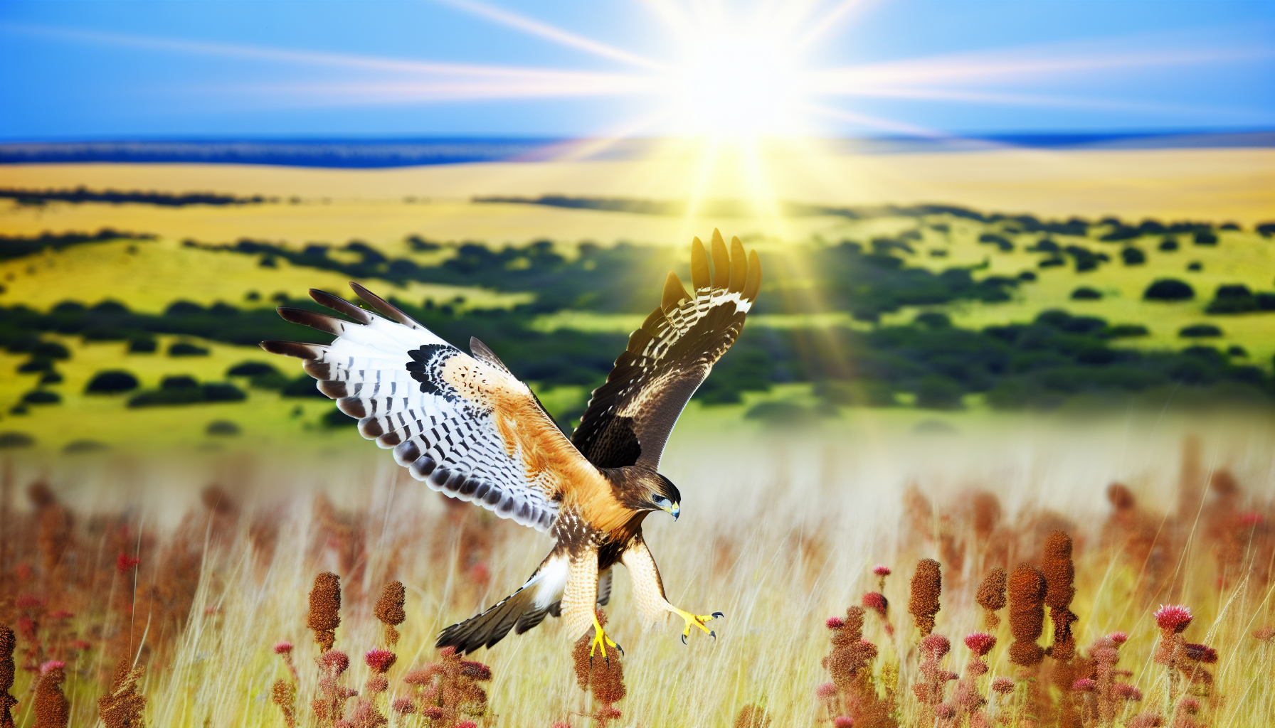 hawk in natural habitat - AI generated illustration for article about Great Plains Conservation: How Habitat Protection Drives Bird Success