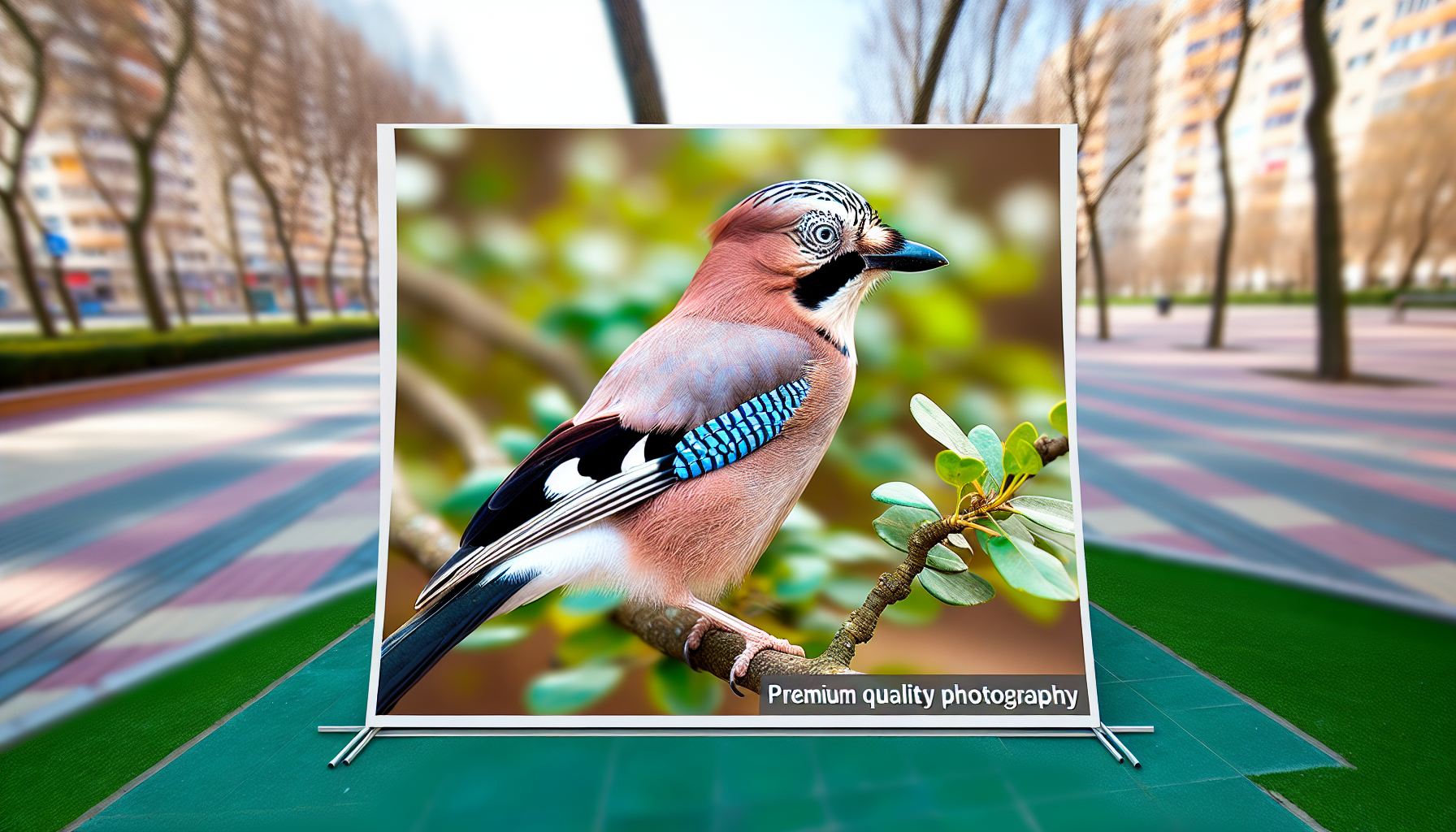 jay in natural habitat - AI generated illustration for article about Native Plants for Urban Birds: Transform Your City Garden Into Bird Habitat