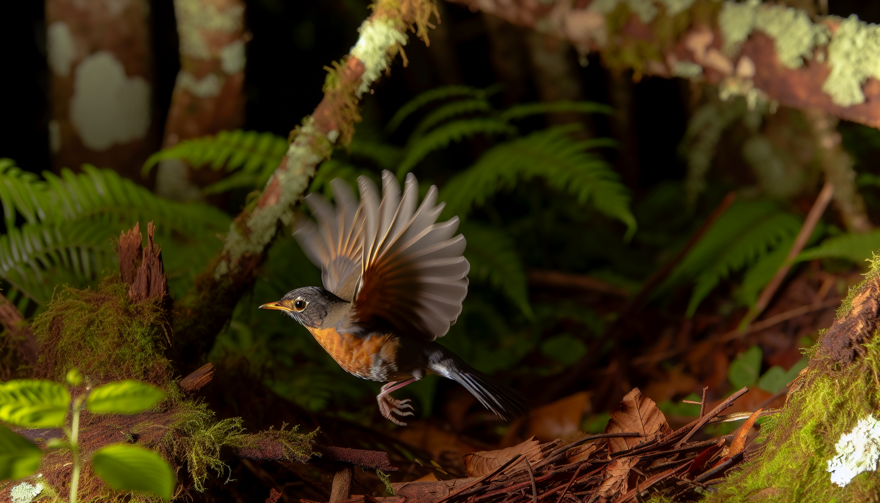 robin in natural habitat - AI generated illustration for article about Expert Bird Identification: How Pattern Recognition Transforms Birding Skills