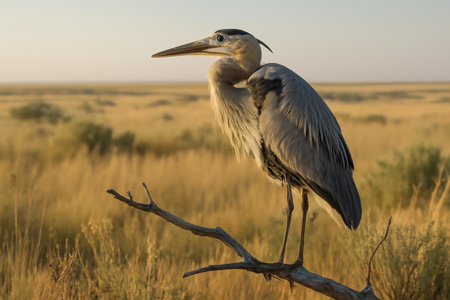 heron in natural habitat - AI generated illustration for article about What 50,000 Acres of Bird-Friendly Ranching Looks Like