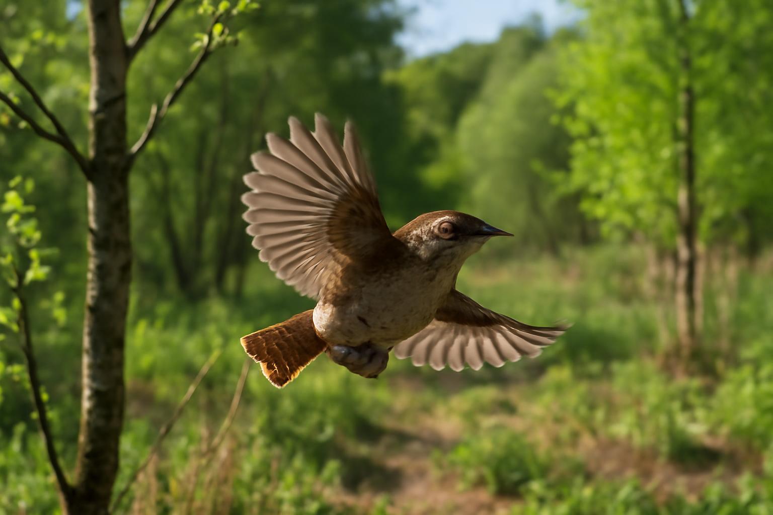 wren in natural habitat - AI generated illustration for article about How Habitat Restoration Changes Bird Behavior: Conservation Success