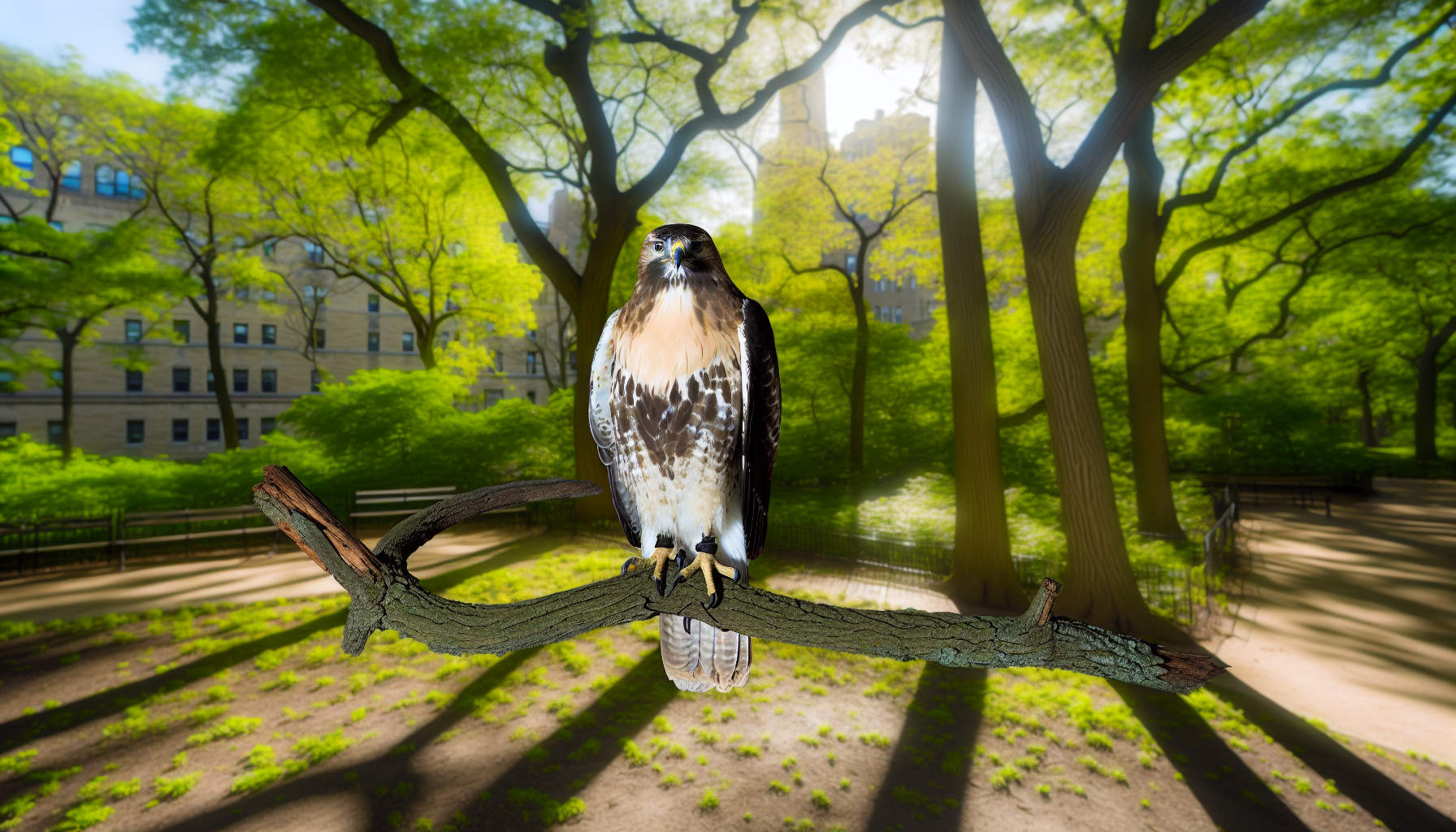 hawk in natural habitat - AI generated illustration for article about Texas Bird ID Guide: Red-tailed Hawks, Robins & Barn Owls in Cities