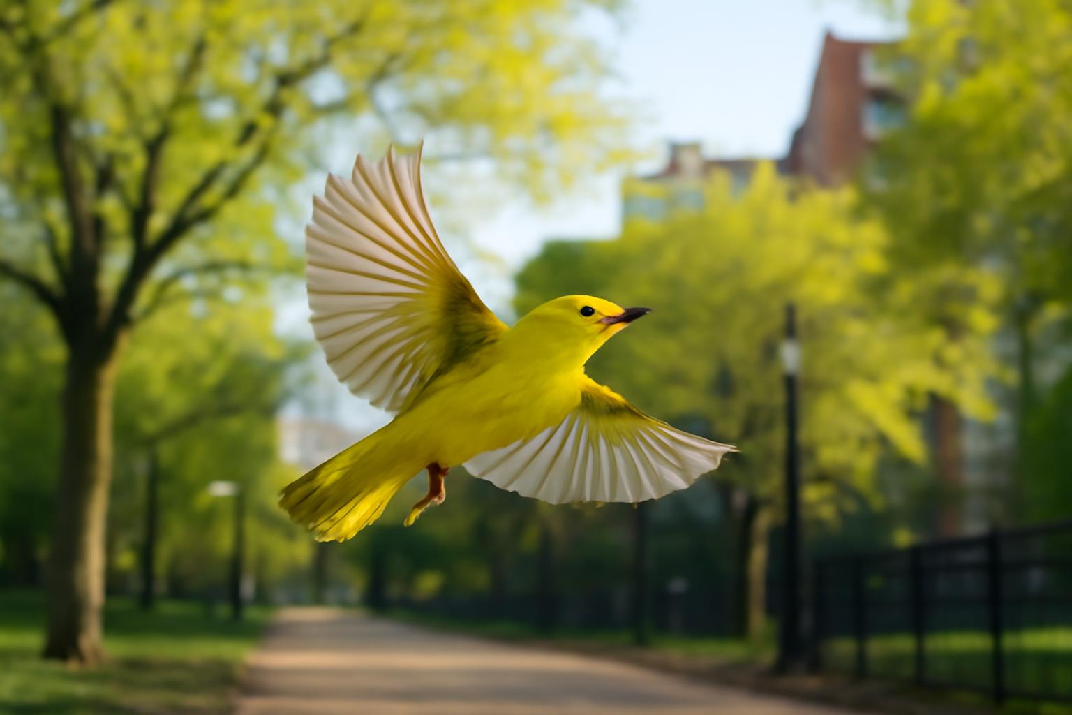 warbler in natural habitat - AI generated illustration for article about Urban Spring Migration Guide: 15 Award-Winning Birds You Can Find in City Parks