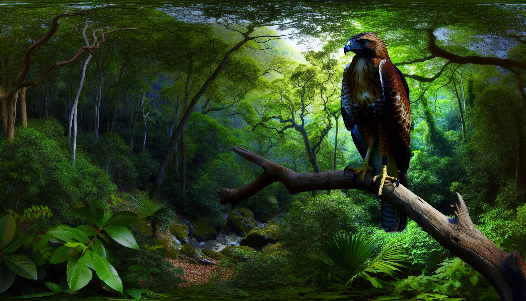 hawk in natural habitat - AI generated illustration for article about How to Read Bird Spectrograms: Visual Sound Analysis for Birders