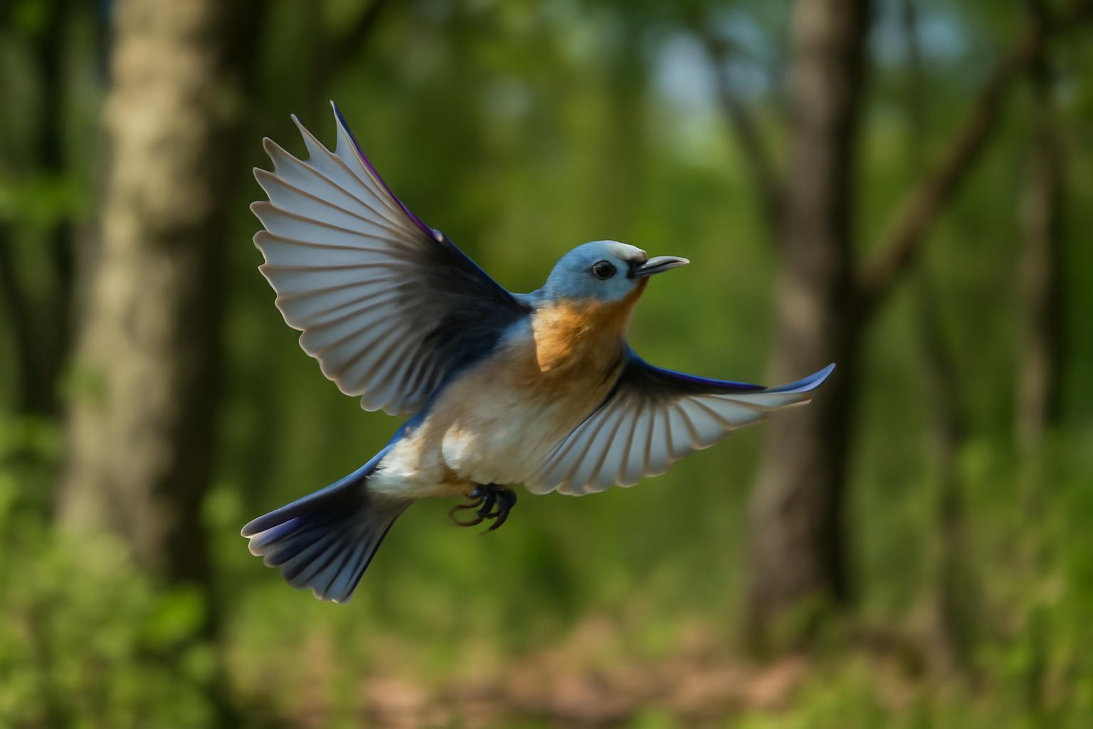 songbird in natural habitat - AI generated illustration for article about Structural Color and Pigment: How Songbirds Make Blue