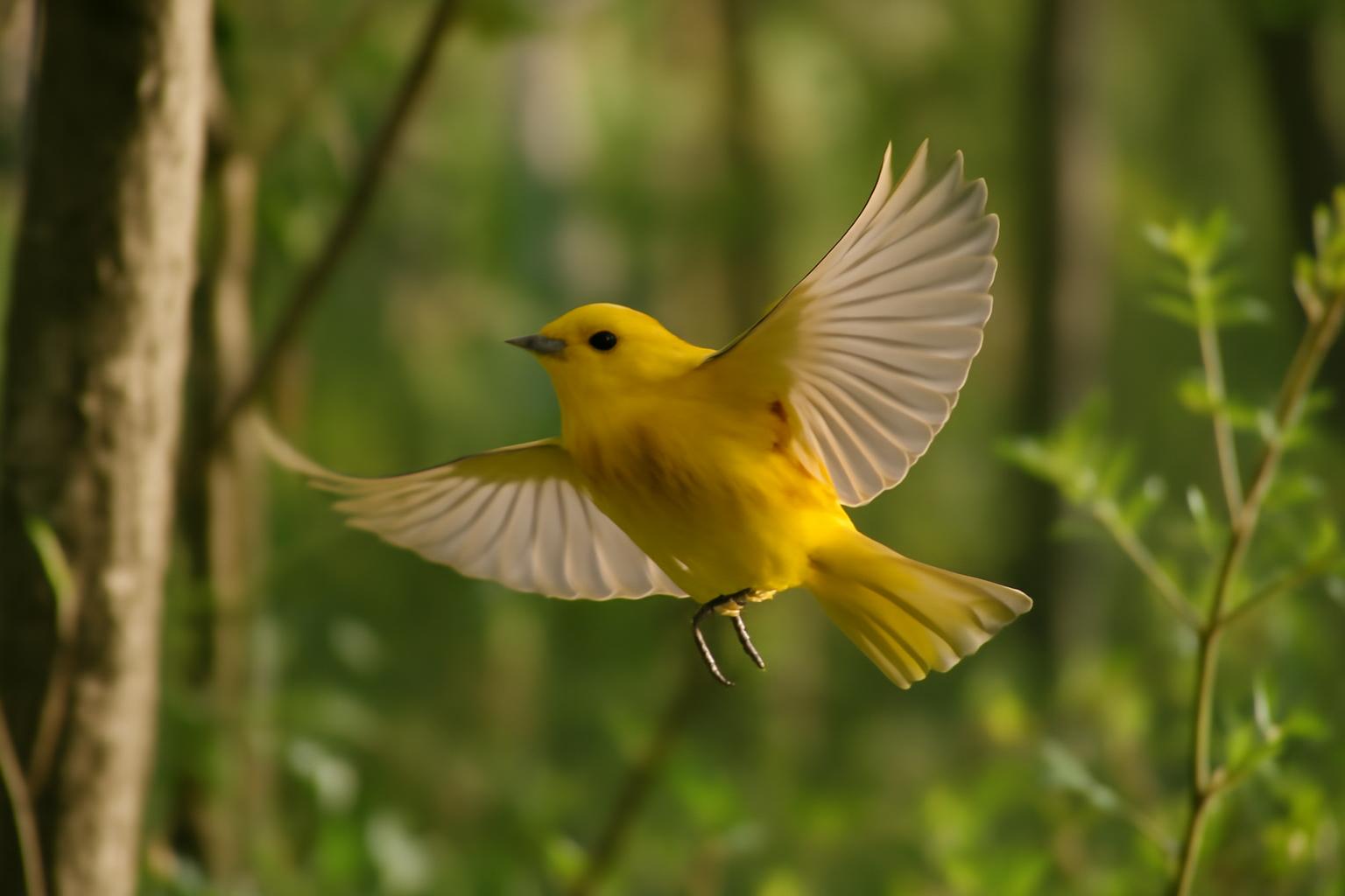 warbler in natural habitat - AI generated illustration for article about Resident or Wanderer? The Migration Spectrum in North American Birds