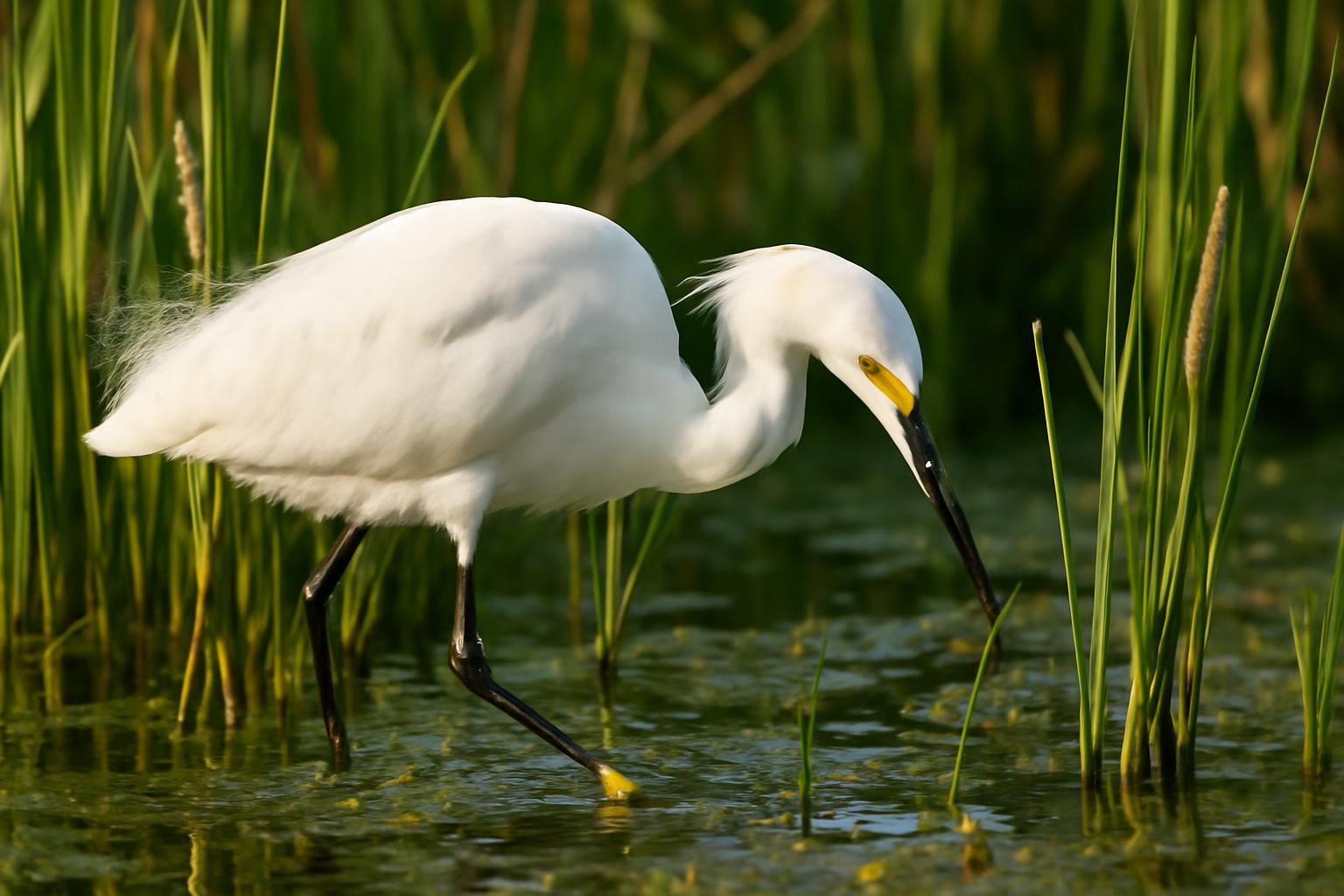 Bird in natural habitat - AI generated illustration for article about Northern Mockingbird & Snowy Egret: Field ID on Working Lands