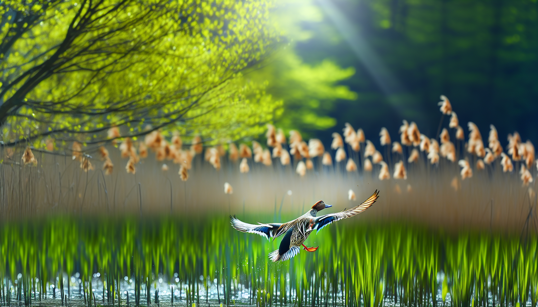 duck in natural habitat - AI generated illustration for article about How Native Habitat Restoration Changes Bird Breeding Behavior