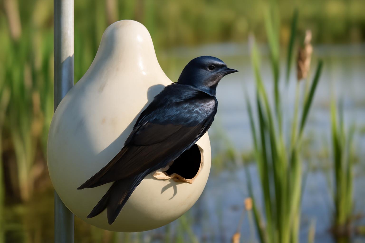 Bird in natural habitat - AI generated illustration for article about Purple Martin Field ID: Reading the Colony You Just Found