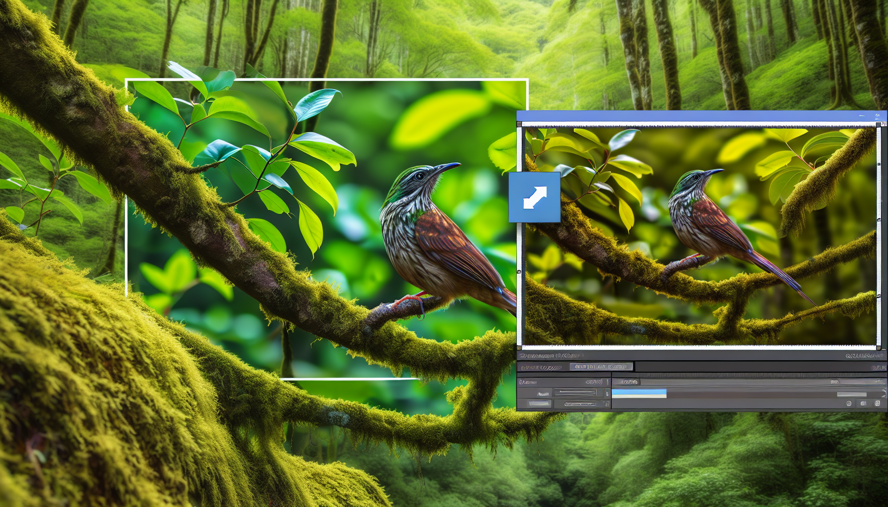 Bird in natural habitat - AI generated illustration for article about How to Identify Pileated Woodpeckers & Black-capped Chickadees