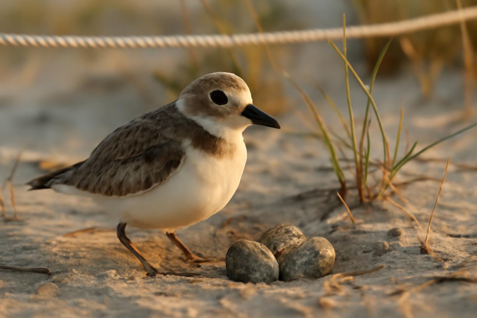 shorebird in natural habitat - AI generated illustration for article about Shorebird Nest Success: 57% Fledging Rate Shows Beach Protection Works