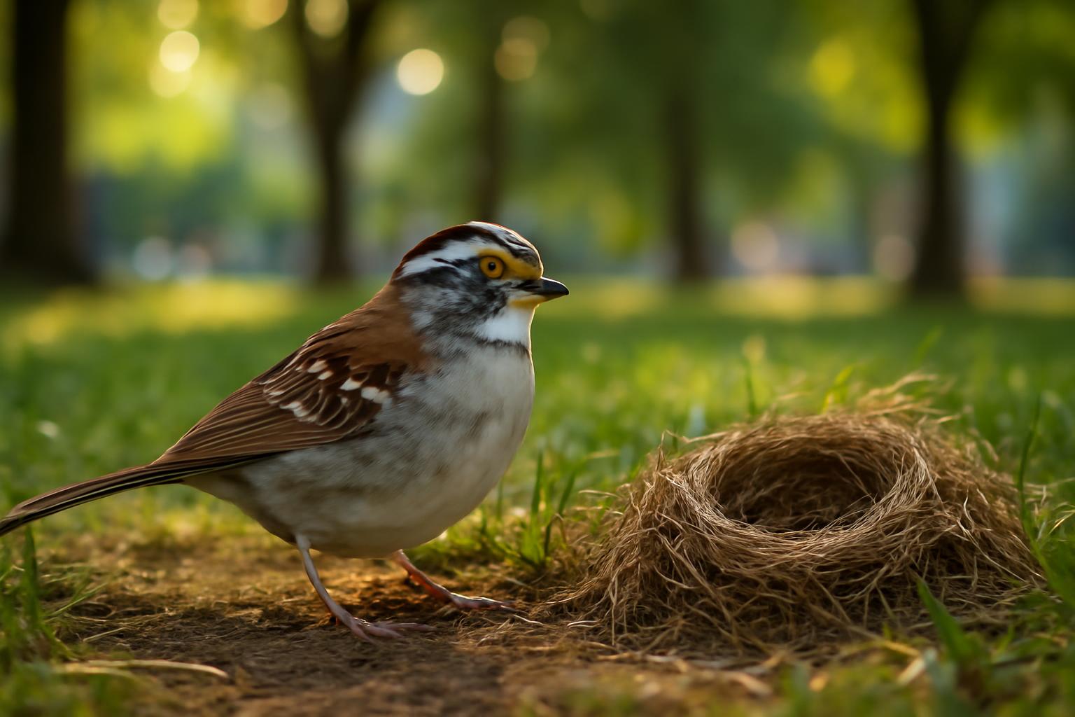 sparrow in natural habitat - AI generated illustration for article about White-throated Sparrow & Peregrine Falcon: Field ID Guide