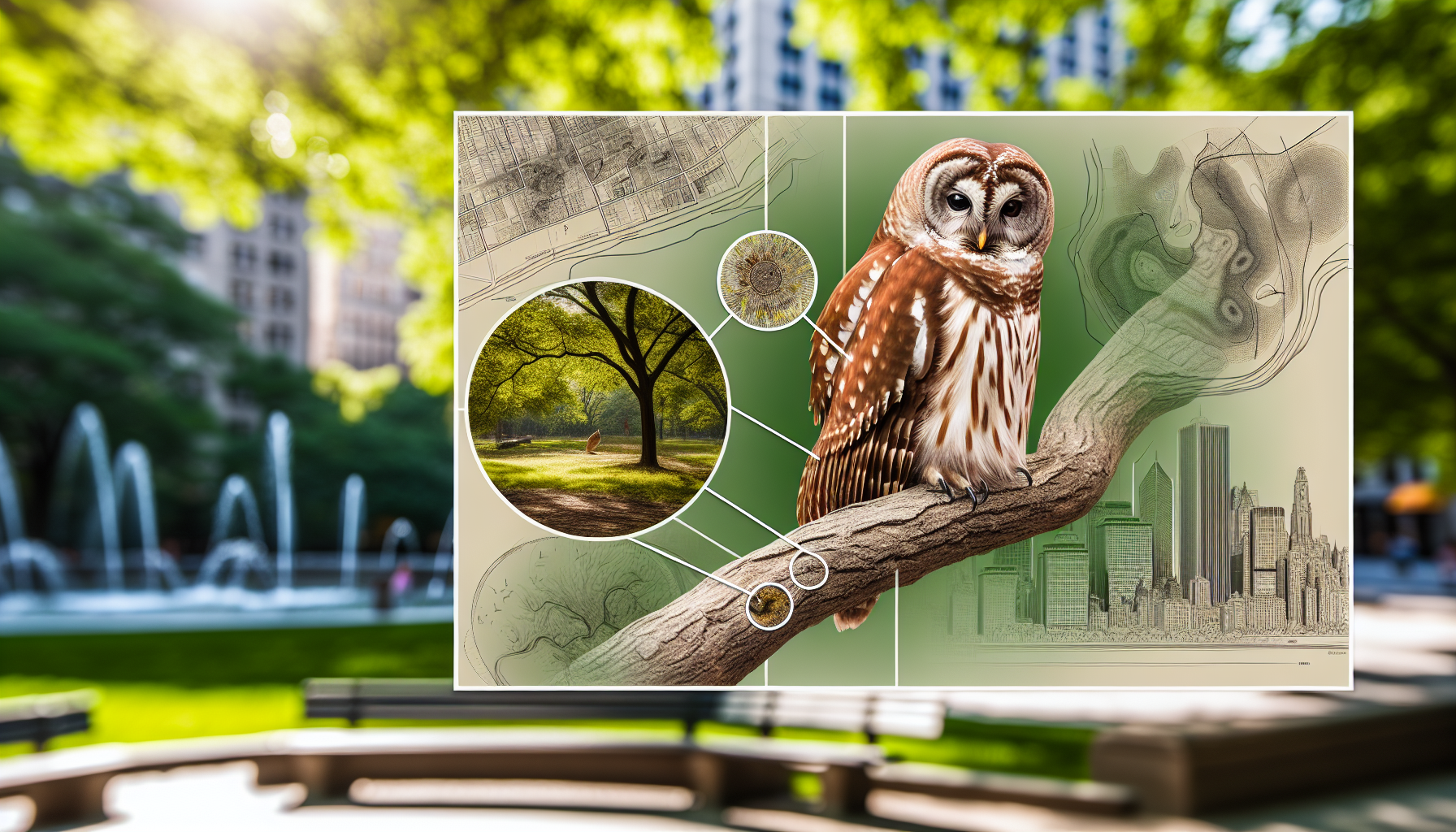owl in natural habitat - AI generated illustration for article about Urban Bird ID Guide: Mallard & Great Horned Owl Identification for Volunteers