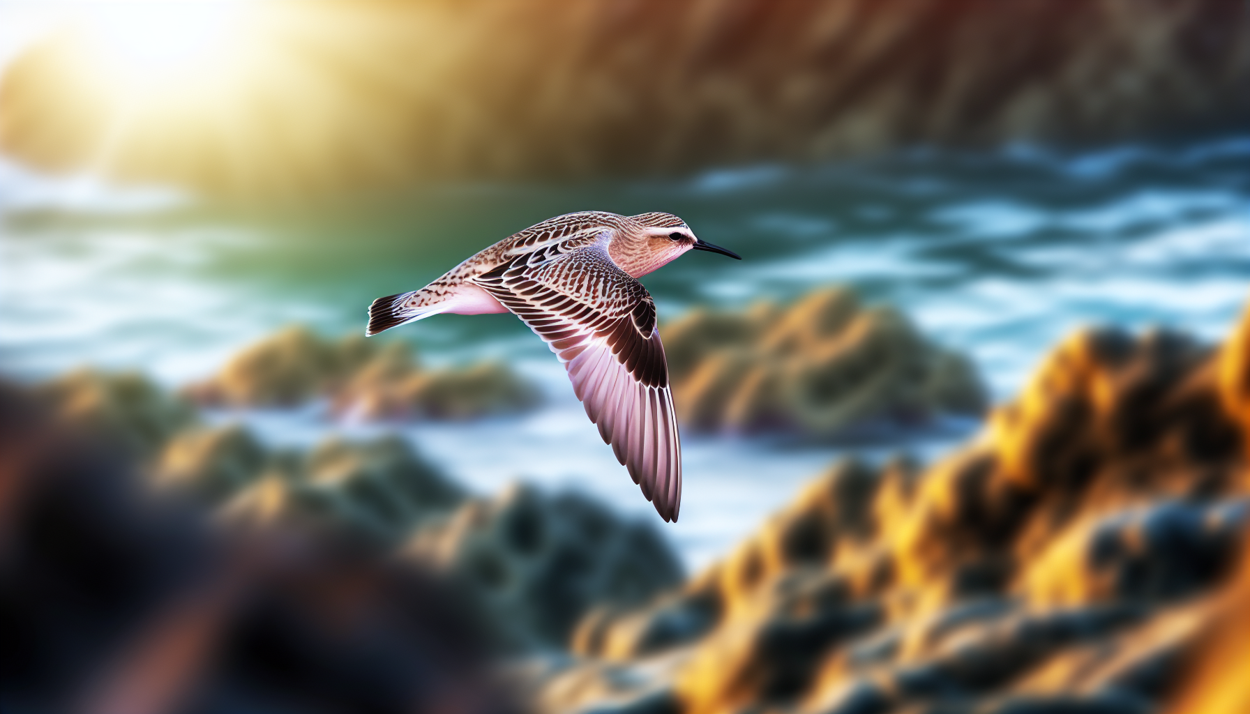 Bird in natural habitat - AI generated illustration for article about Marine IBAs Guide Offshore Wind Planning for California Seabirds