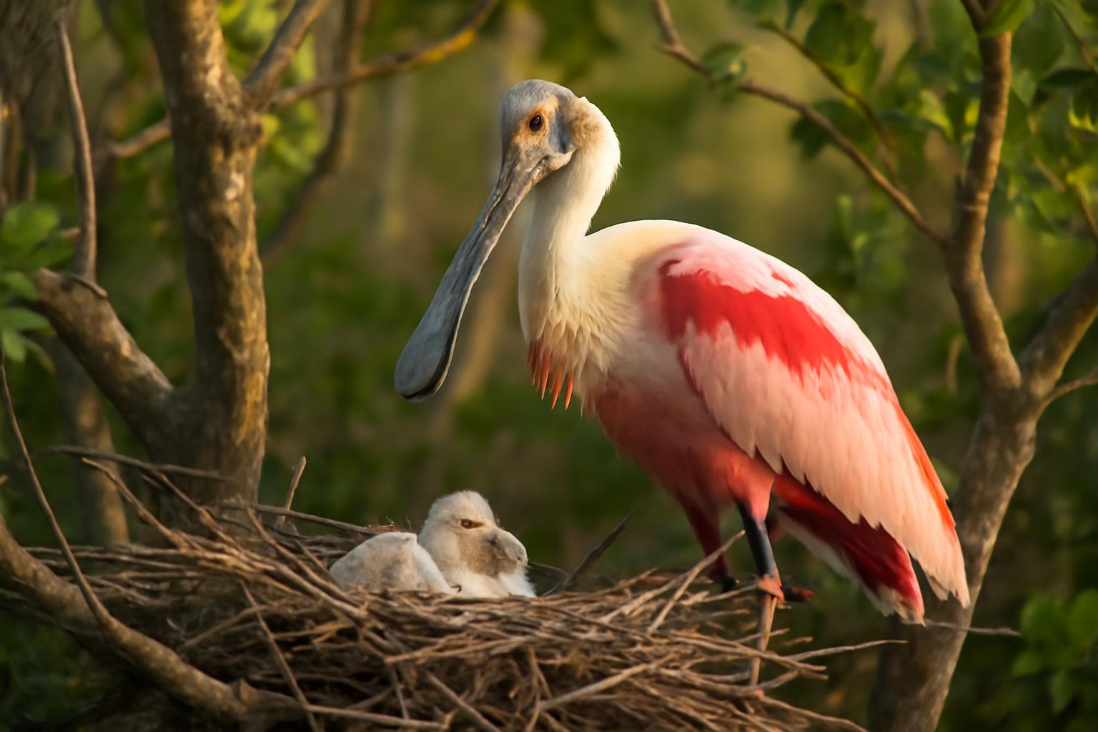 Bird in natural habitat - AI generated illustration for article about Roseate Spoonbill Nesting Data Reveals Everglades Ecosystem Health