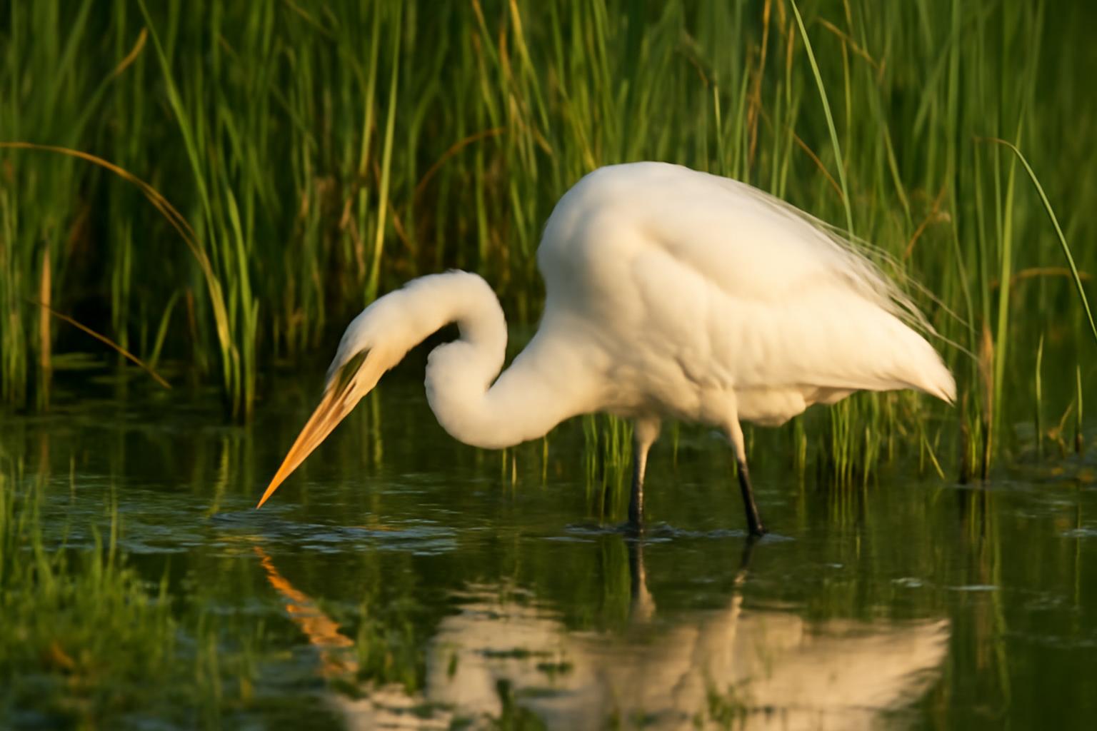 heron in natural habitat - AI generated illustration for article about Wetland Restoration and Migratory Birds: What Recovery Means for Egrets, Orioles & Tanagers