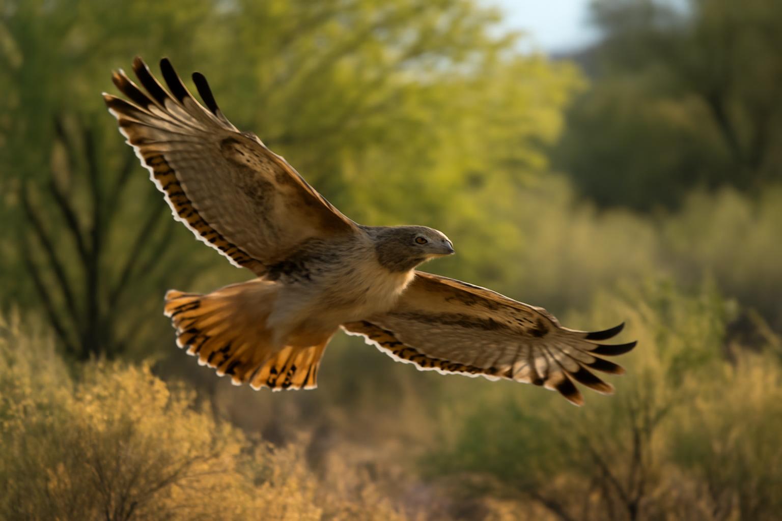 hawk in natural habitat - AI generated illustration for article about Water Draws Wings: ID Guide for Arizona's Desert Riparian Birds