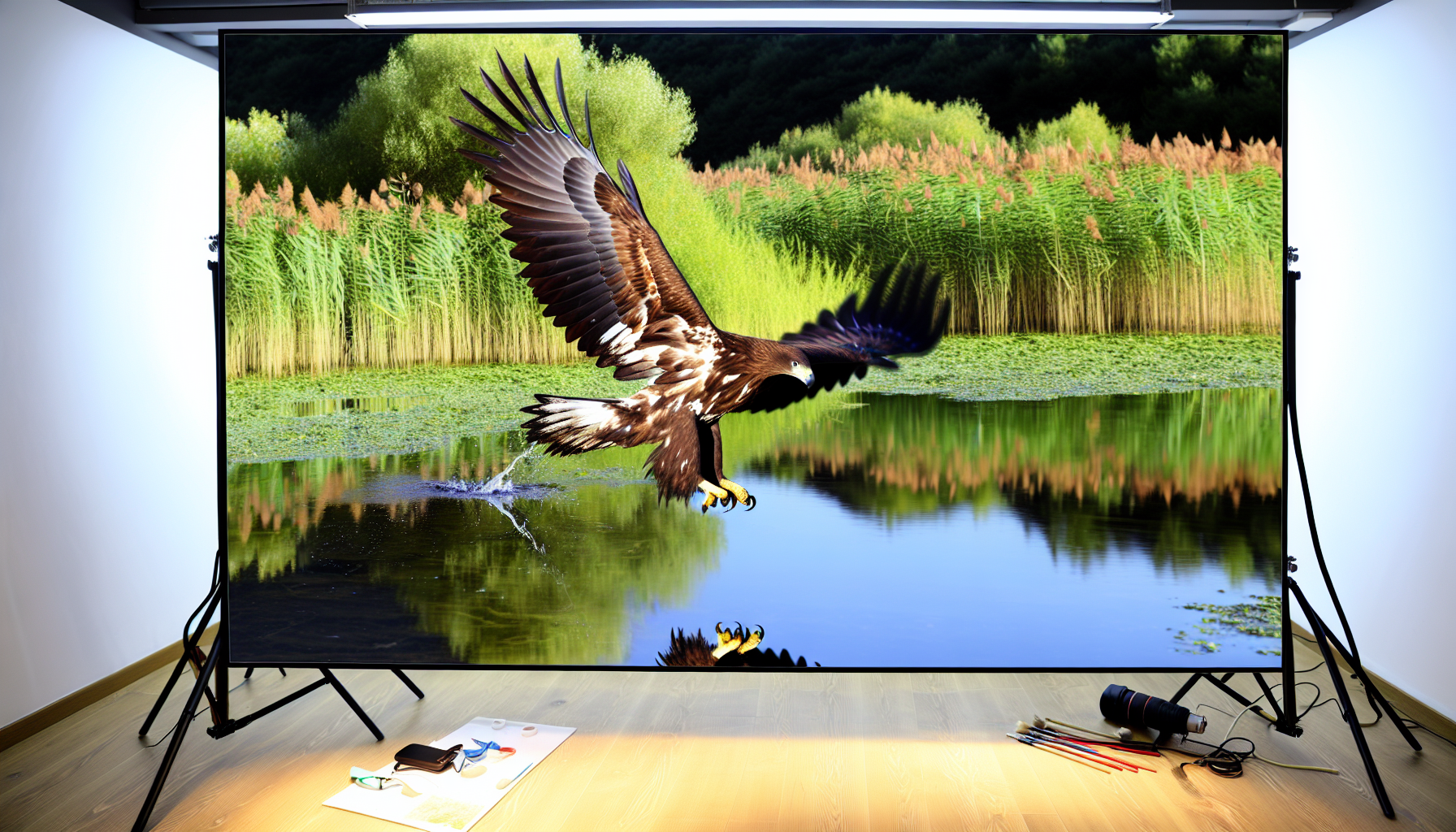 eagle in natural habitat - AI generated illustration for article about Illinois Wetland Loss Threatens Mississippi Flyway Bird Migration