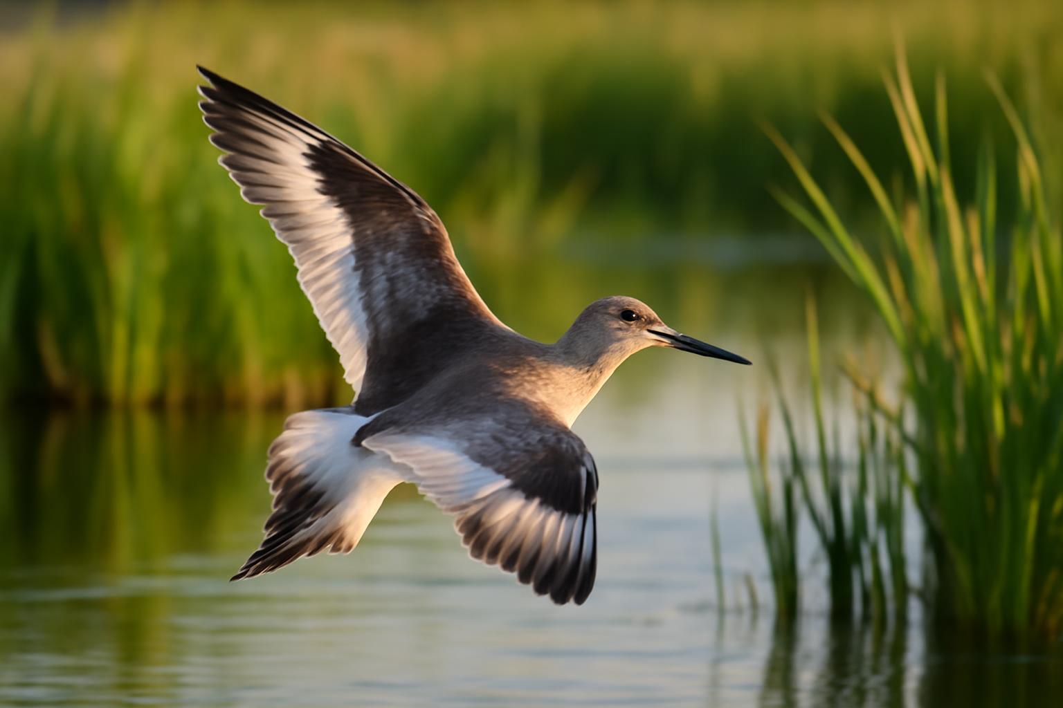 shorebird in natural habitat - AI generated illustration for article about Owens Lake Bird Recovery: 20 Years of Habitat Restoration Success