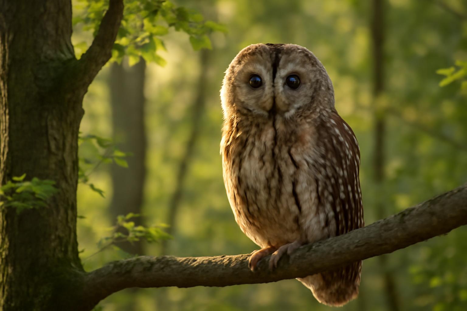 owl in natural habitat - AI generated illustration for article about What Bird Sounds Reveal: Reading Vocal Behavior in the Field