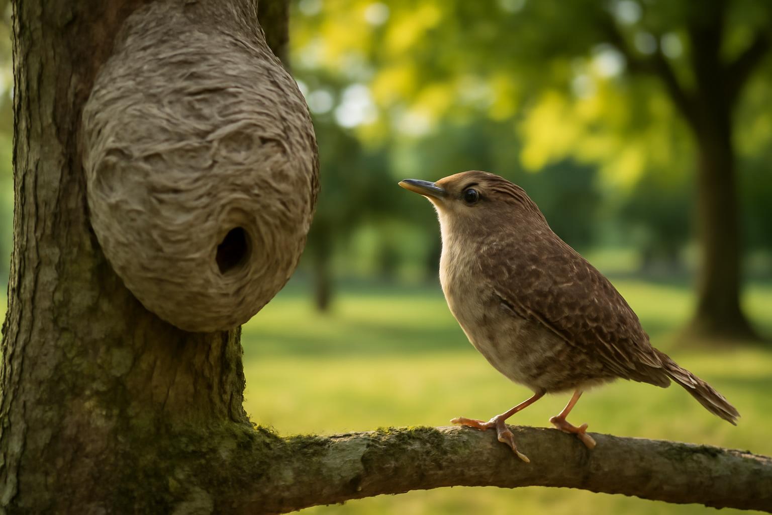 wren in natural habitat - AI generated illustration for article about Why Wasps Drive Birds and Livestock Away — and What Decoys Reveal