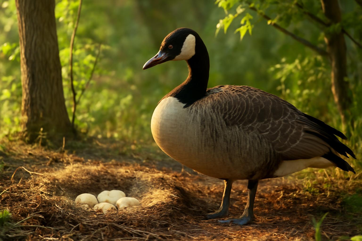 goose in natural habitat - AI generated illustration for article about Farmland Birds: Foraging and Breeding Behaviors That Signal Habitat Health