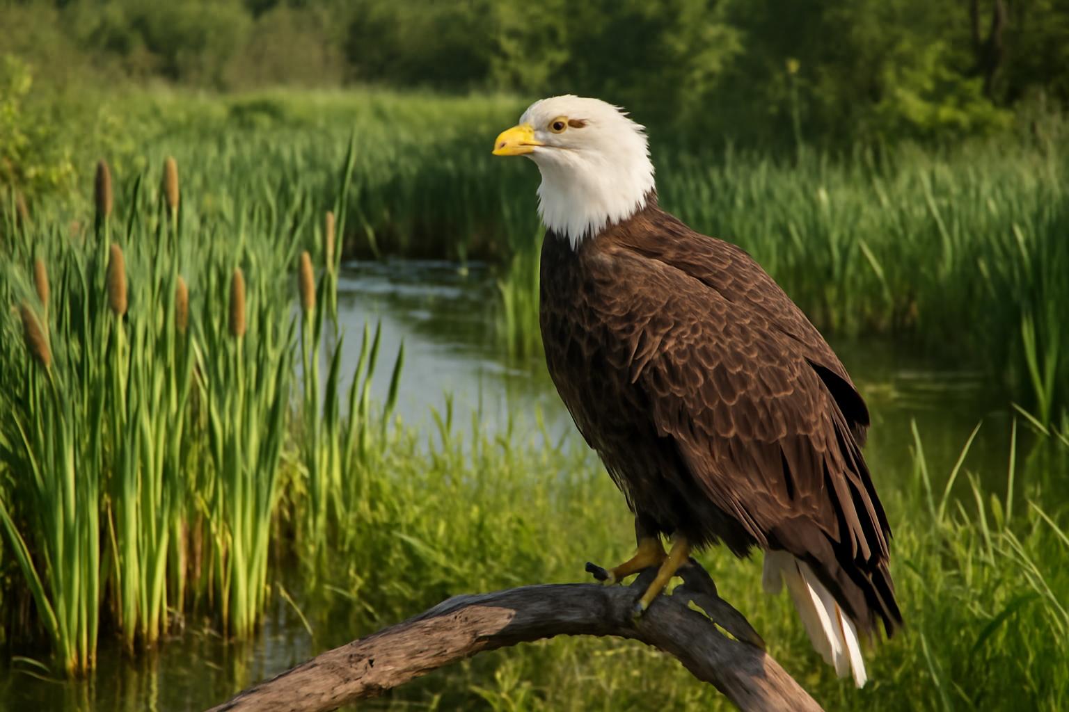 eagle in natural habitat - AI generated illustration for article about Wetland Bird ID Guide: Cardinal, Eagle & Wood Duck Field Marks