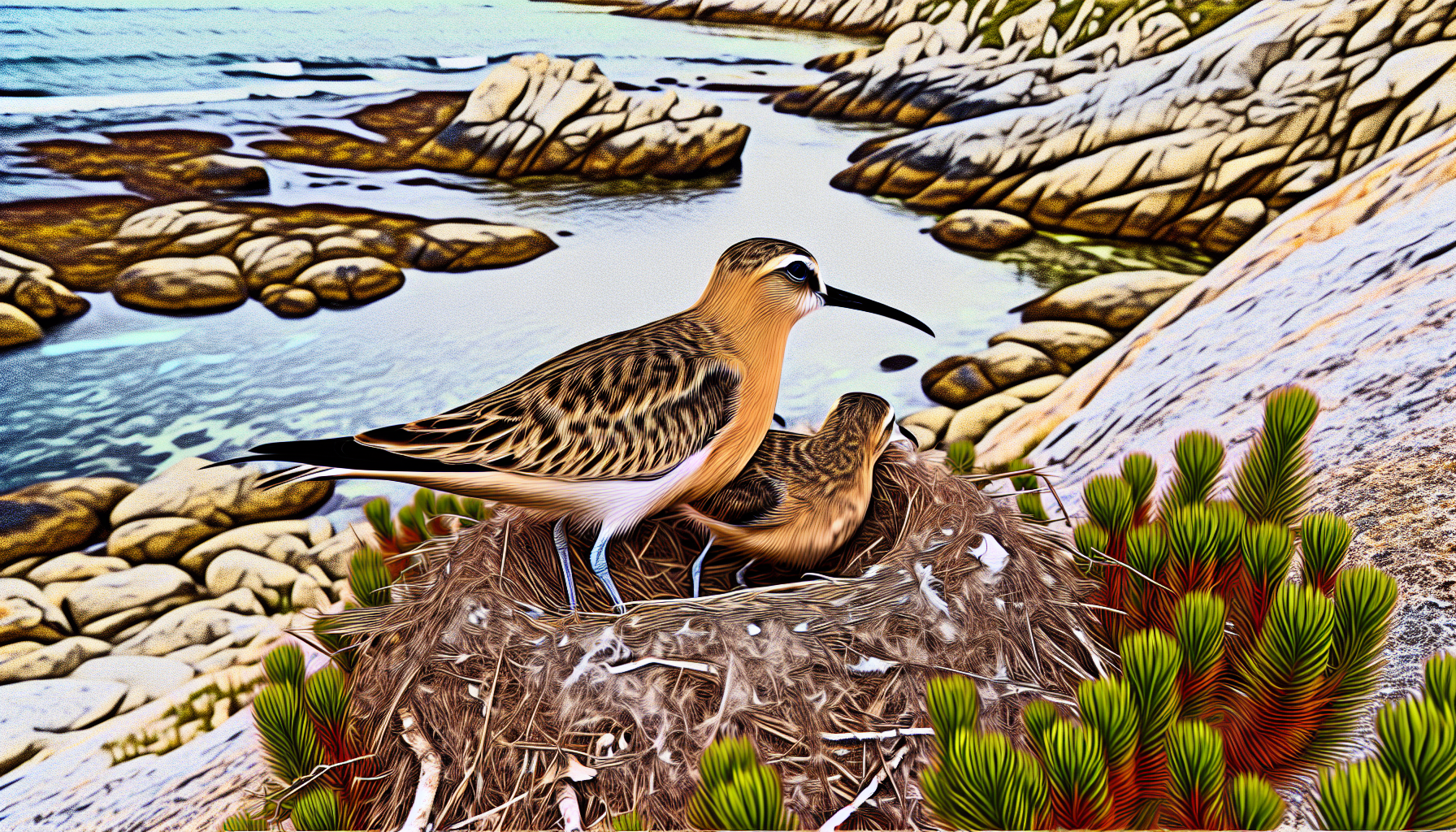 Bird in natural habitat - AI generated illustration for article about How Dredged Material Creates Critical Waterbird Nesting Islands in Texas