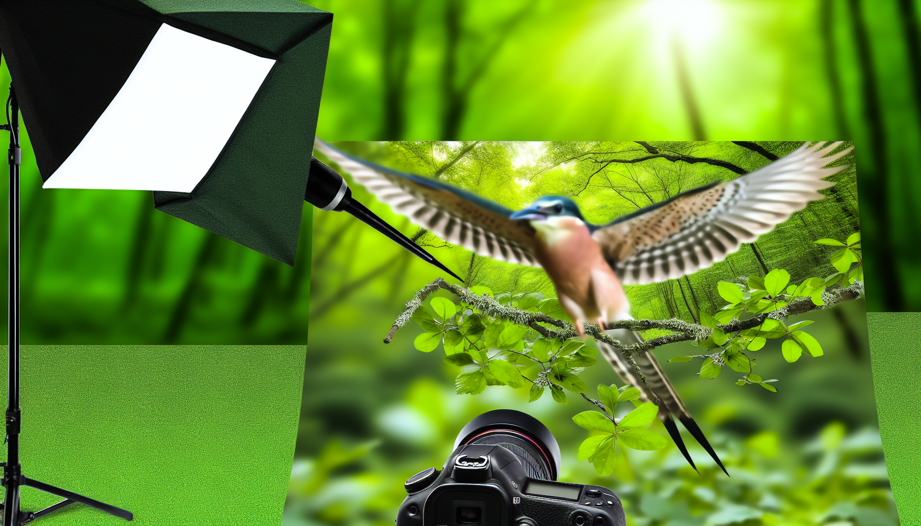 Bird in natural habitat - AI generated illustration for article about Urban Microforests: Finding 21 Bird Species in 2,000 Square Feet