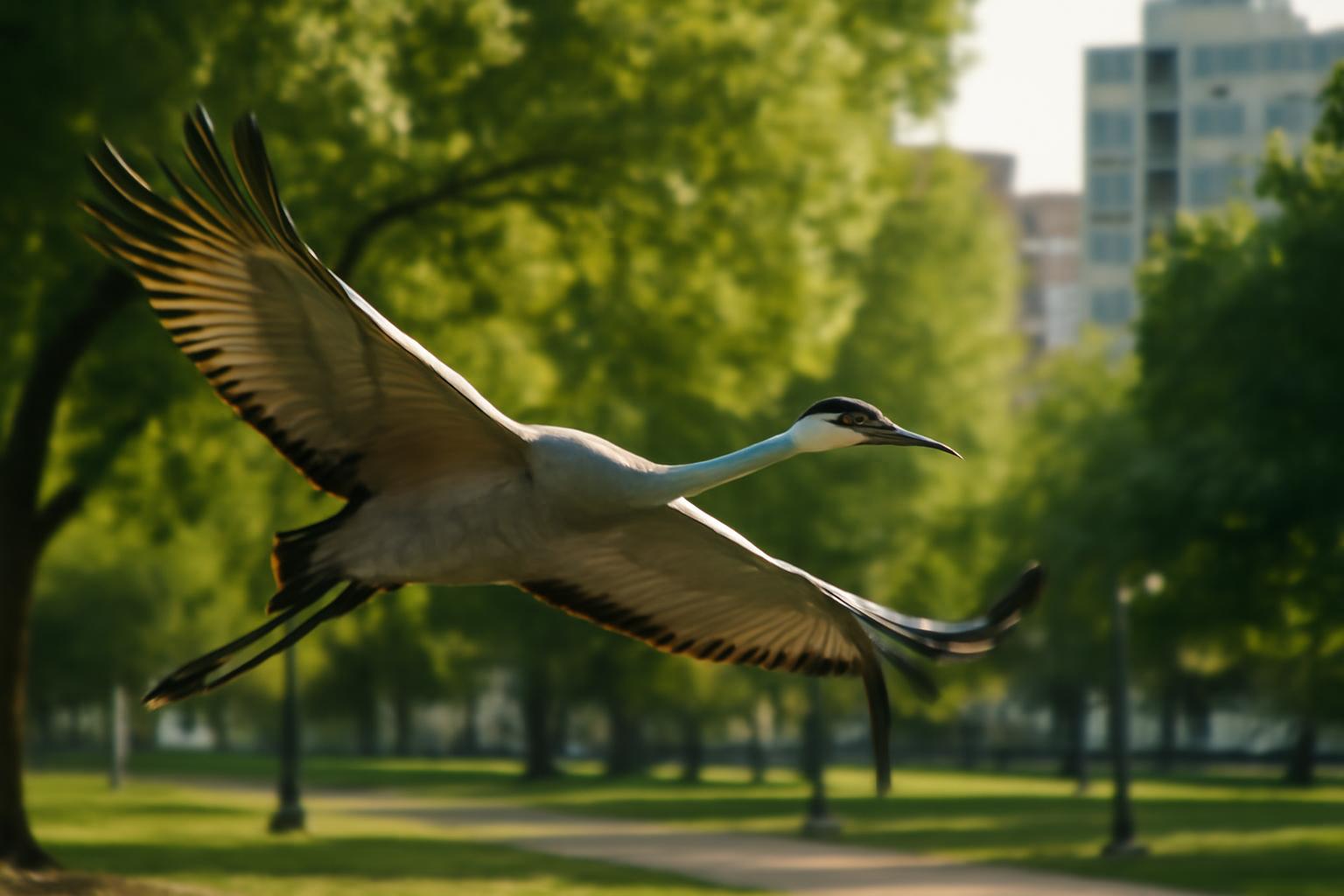 crane in natural habitat - AI generated illustration for article about How Federal Land Policy Changes Impact Urban Bird Conservation