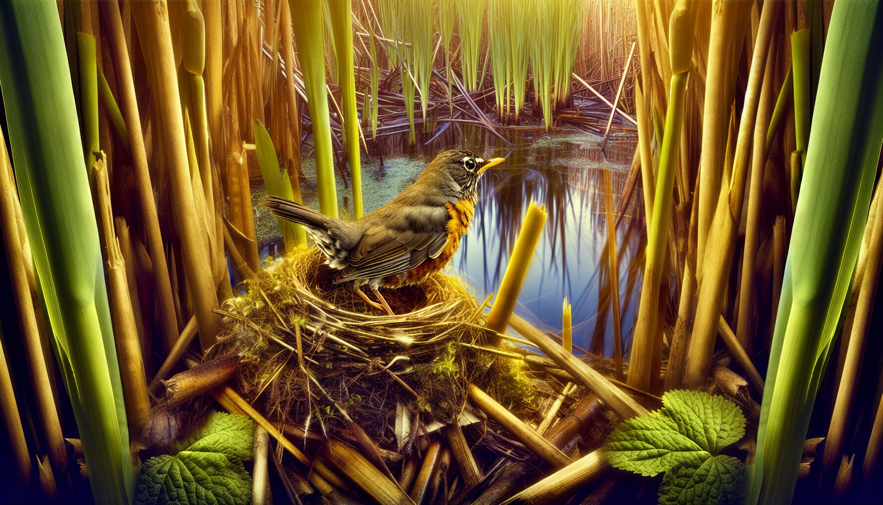 robin in natural habitat - AI generated illustration for article about How Conservation Policy Changes Reshape Bird Behavior in Urban Areas