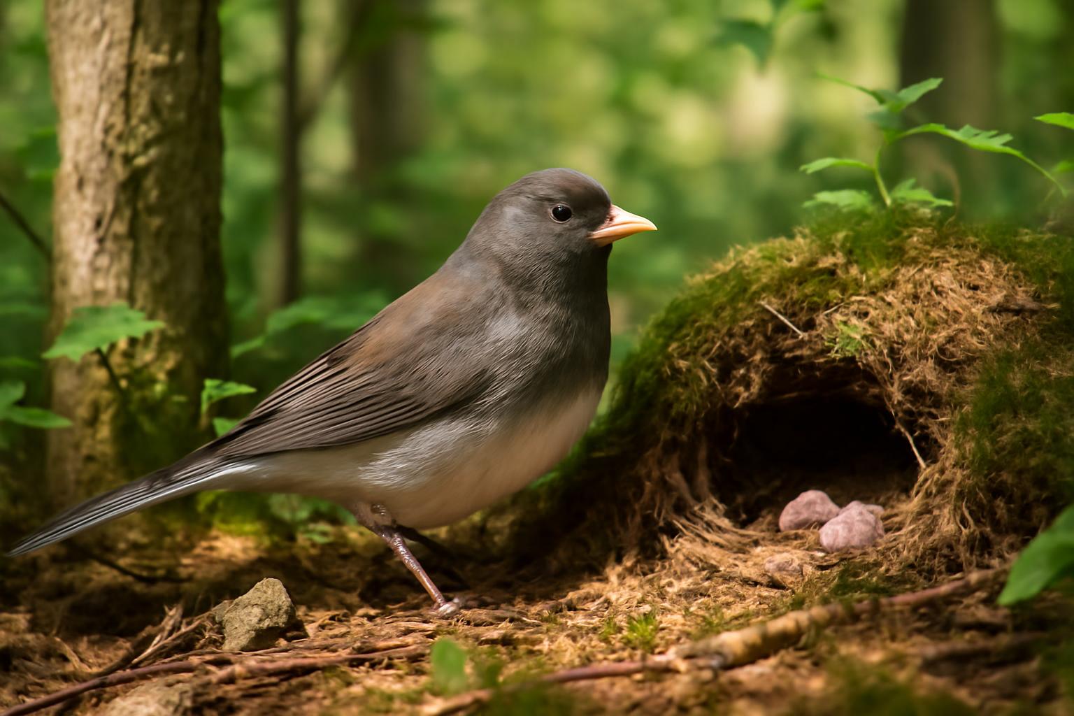 junco in natural habitat - AI generated illustration for article about North Carolina Bird Atlas: 4.7M Observations Reveal Breeding Patterns