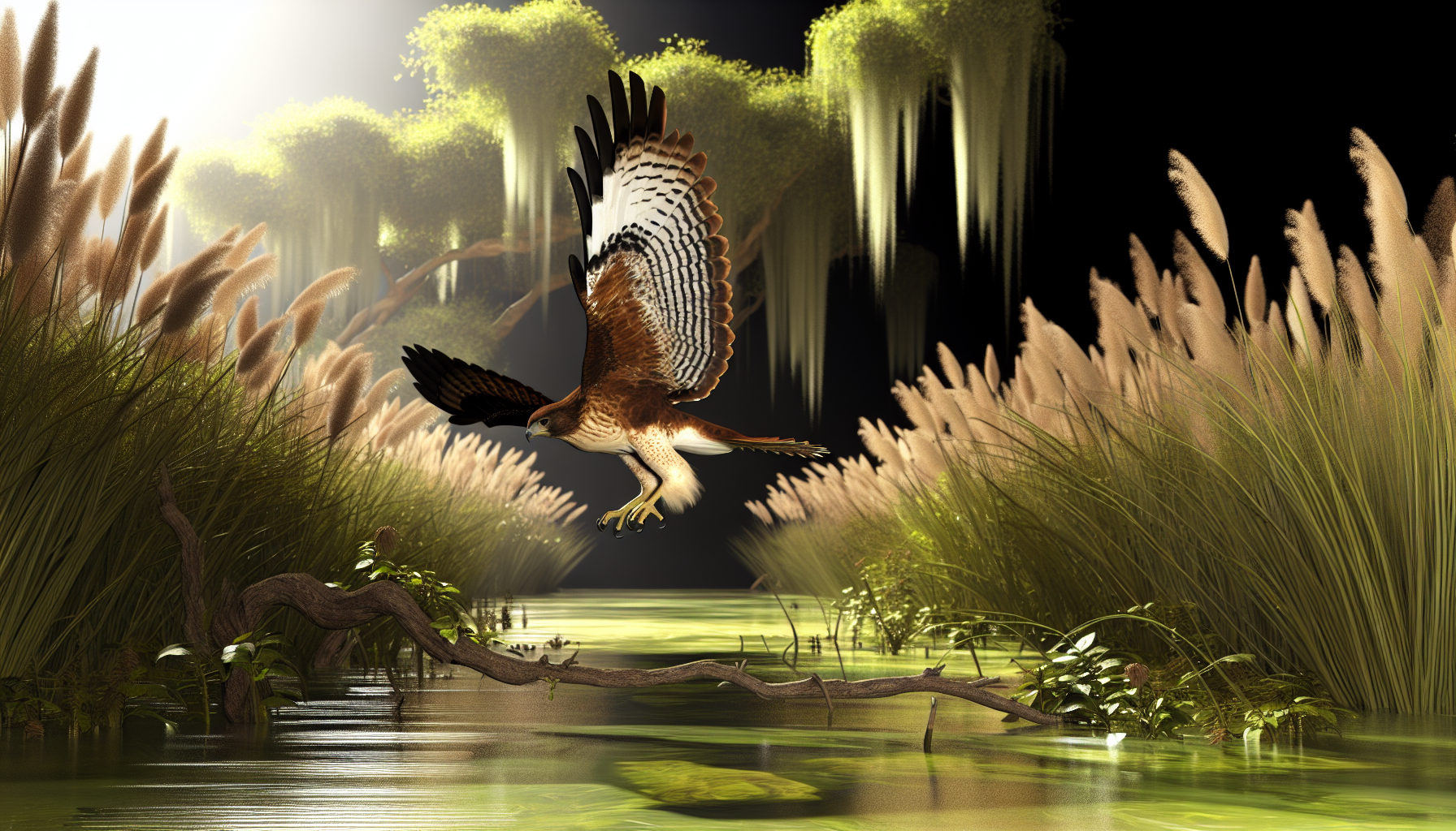 hawk in natural habitat - AI generated illustration for article about Salton Sea Leadership Program: Building Desert Bird Conservationists