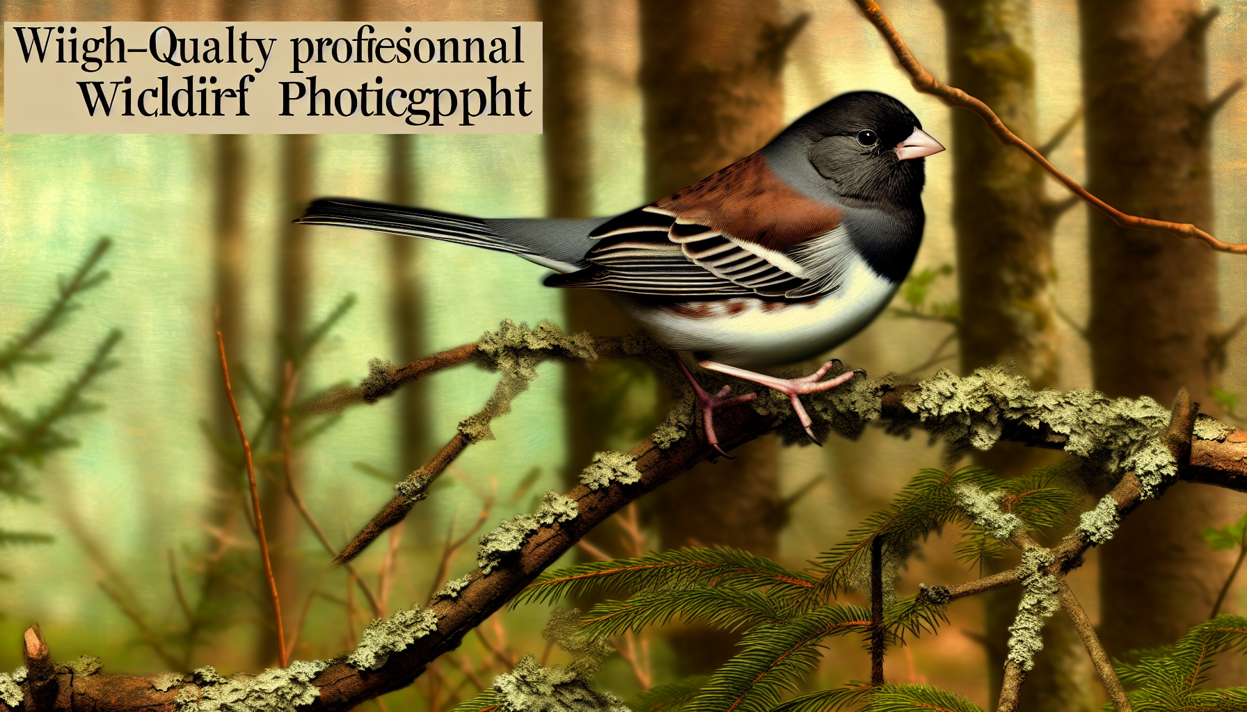 junco in natural habitat - AI generated illustration for article about Small Bird Identification Guide: Field Marks for Compact Species