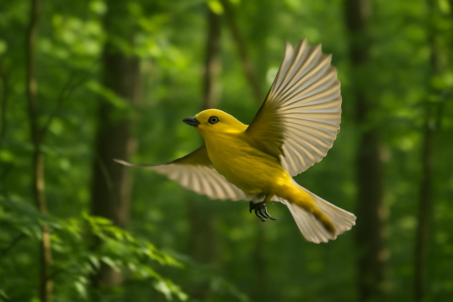 warbler in natural habitat - AI generated illustration for article about 12 Bird Species' Migration Stopover Timing Shifts 8 Days Due to Climate Change