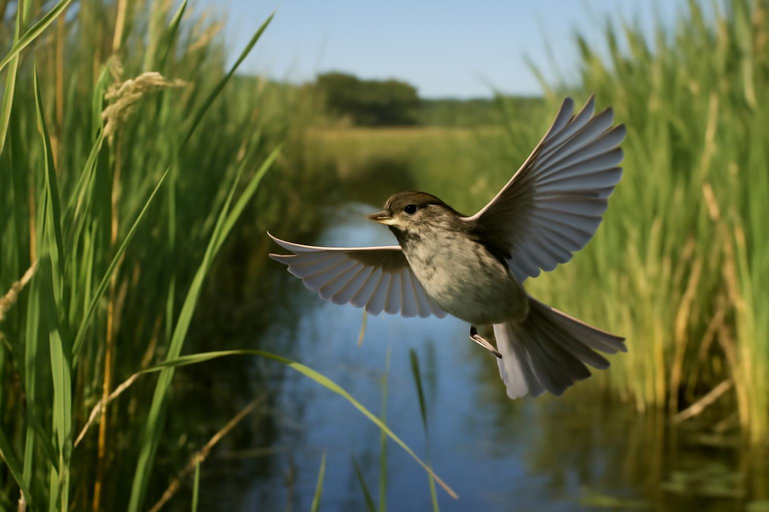 sparrow in natural habitat - AI generated illustration for article about Estuaries, Doves, and Nuthatches: What Coastal Health Means for Inland Birds