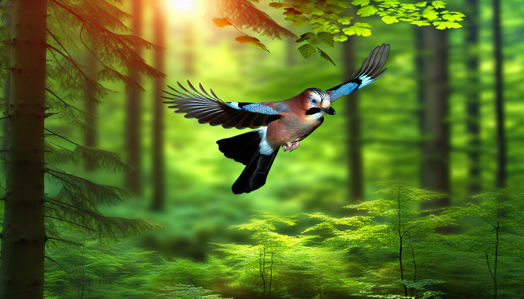 jay in natural habitat - AI generated illustration for article about Blue Jay vs Rose-breasted Grosbeak: Complete Bird ID Guide